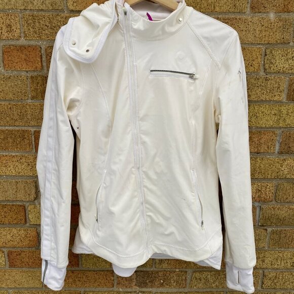 Lululemon Fleece Out Jacket Zipper Vent Yoga Jacket White Size 10 - Picture 3 of 8